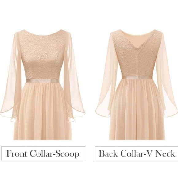 DressTells Champion Flowy Chiffon Maxi Dress with Lace Bodice Size Large NWOT - Picture 3 of 10